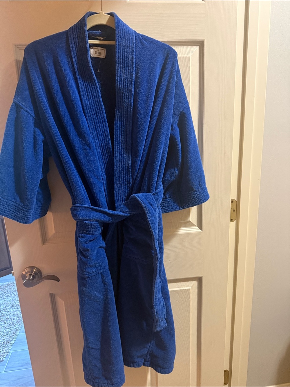 bill blass Royal Blue Cotton Bathrobe with Belt
